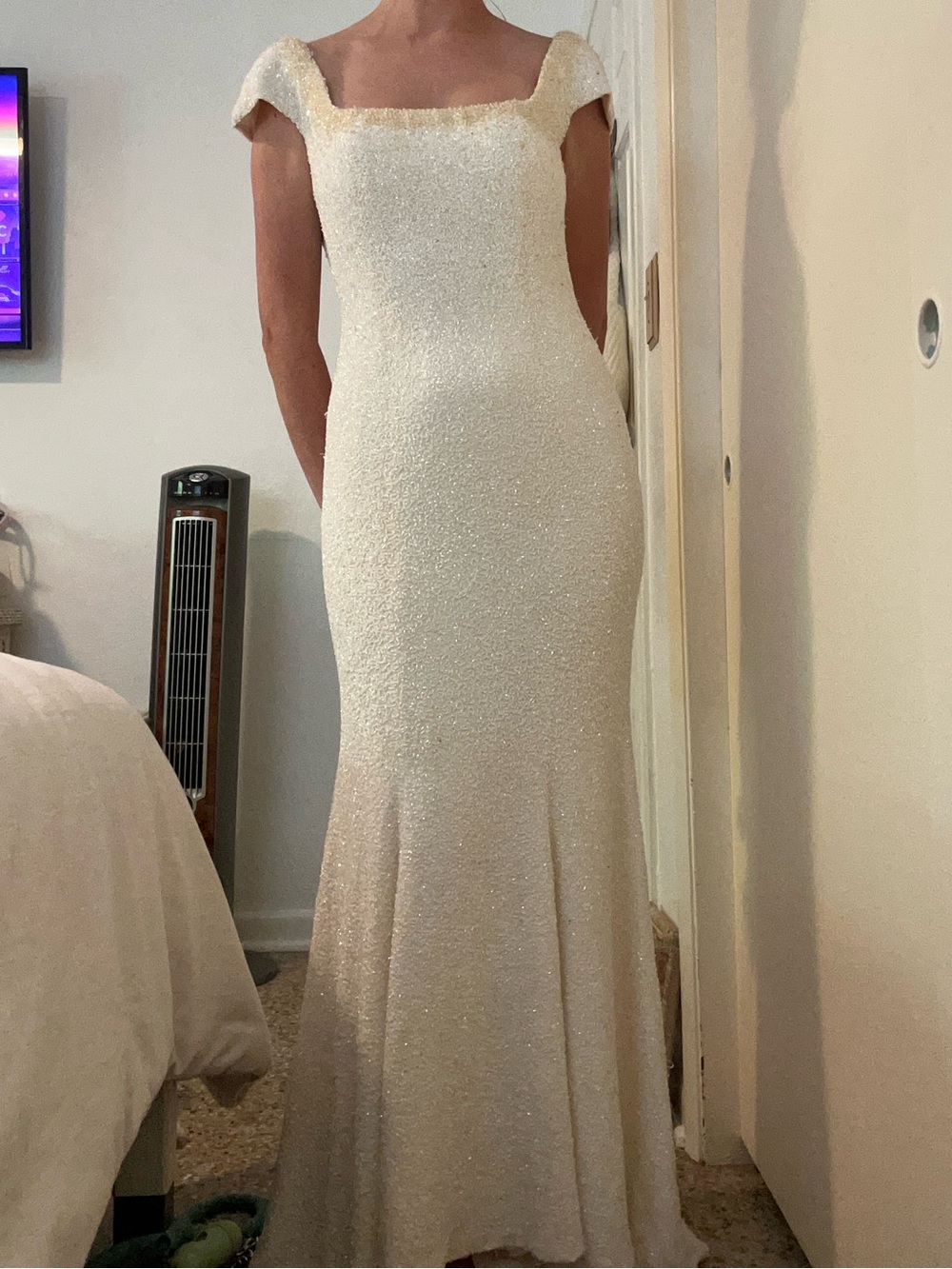 vintage Stephen Yearick silk beaded wedding gown